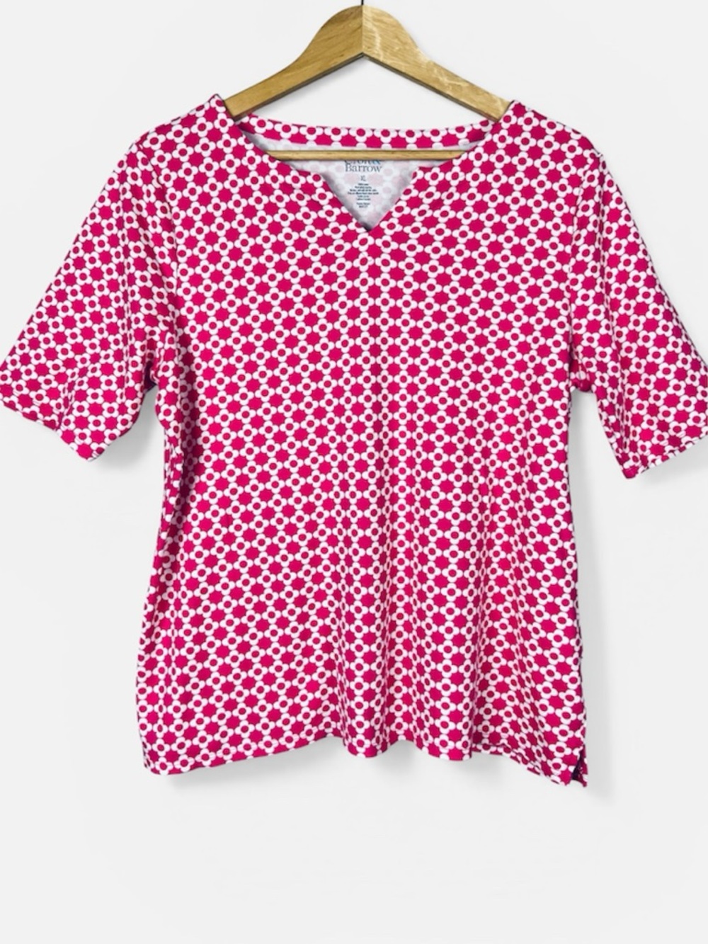 Hot Pink Knit Soft Cotton Blouse V Neck